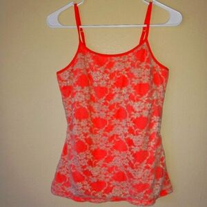 Fluorescent Orange Lace-Covered Activewear Tank Women's M